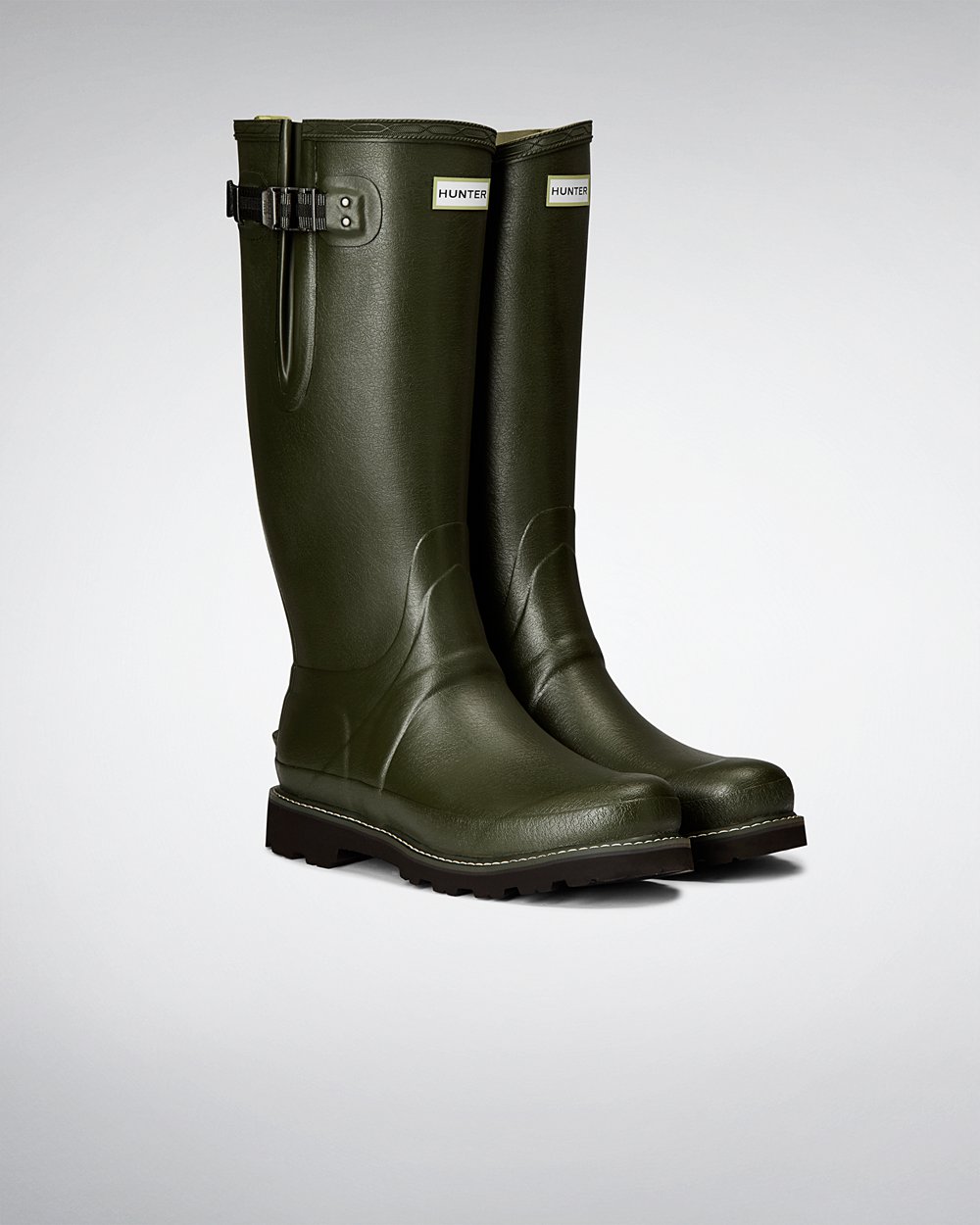 Hunter Balmoral Side Adjustable Tall Rain Boots - Shop Mens Dark Olive - DABHPU035